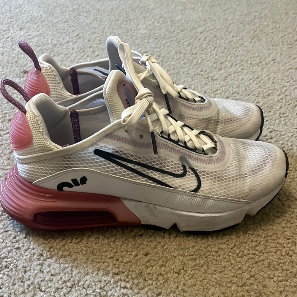 Nike White and Pink Air Max Shoes